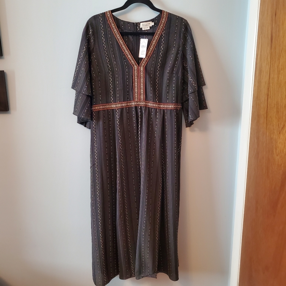 NWT Molly Bracken Boho Embroidered Maxi Dress